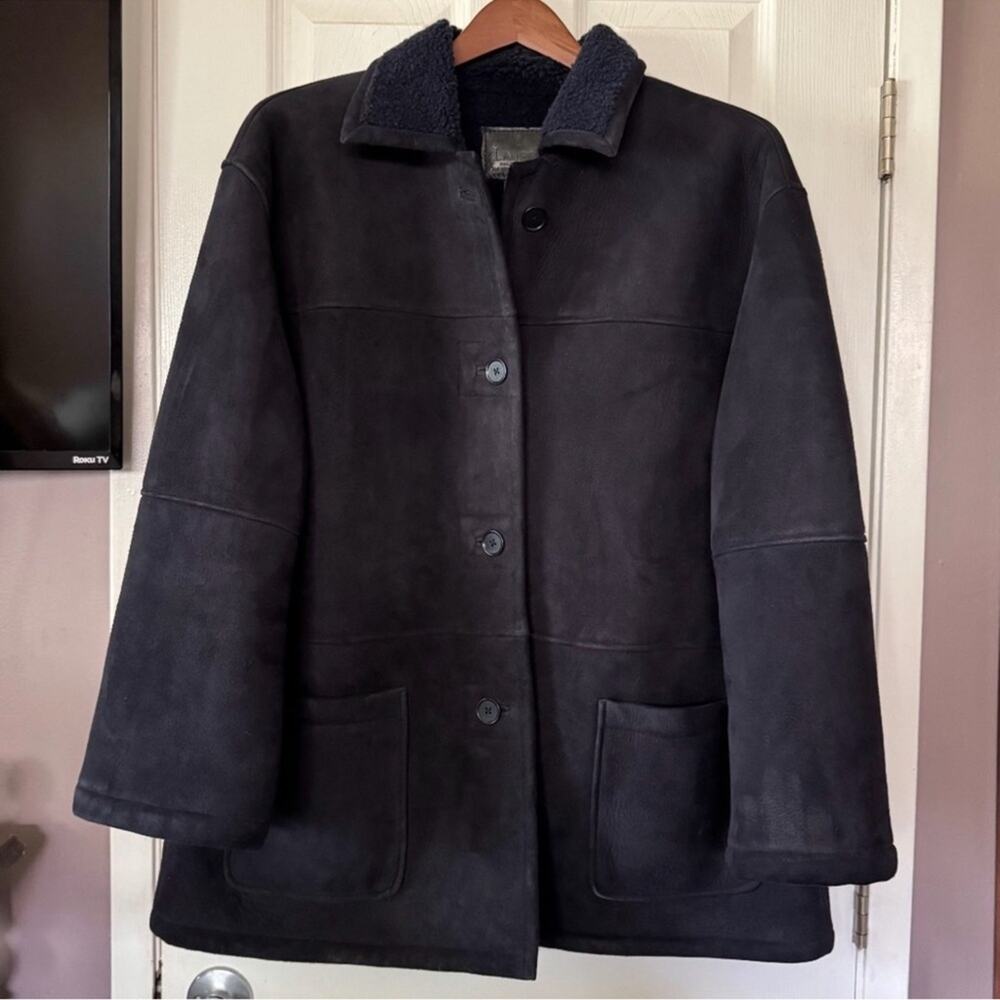 90s Ralph Lauren Women’s shearling coat suede exterior Jacket